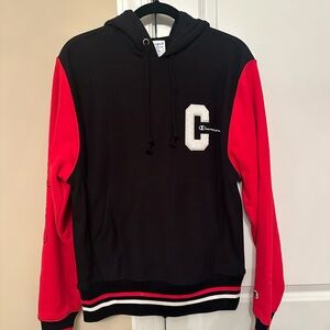Champion Men's Black and Red Hoodie